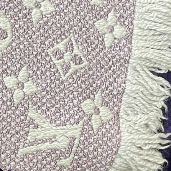 Louis Vuitton Logomania Silk Wool Scarf Monogram Grey Light Purple Pink - Picture 6 of 9